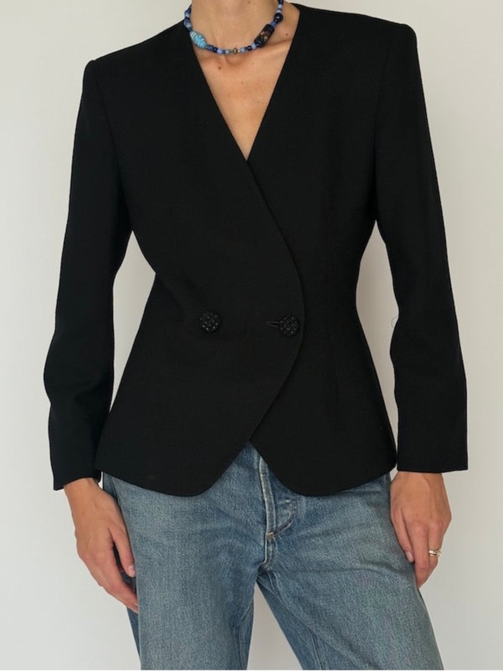 Black Women's Double-Breasted Blazer Jacket